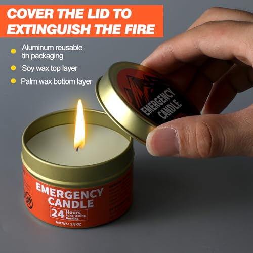 Chuarry 24 Pcs Emergency Candles 24 Hours Long Burning Soy Wax, Orange - color: Gold