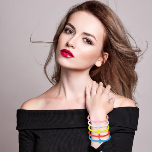 Soaoo 24/60 Pcs Jesus Bracelets Cross Silicone Bracelet Braided Stackable Rubber Wristband Silicone Jewelry Gift for Women Men - color: Luminous, size: Cross