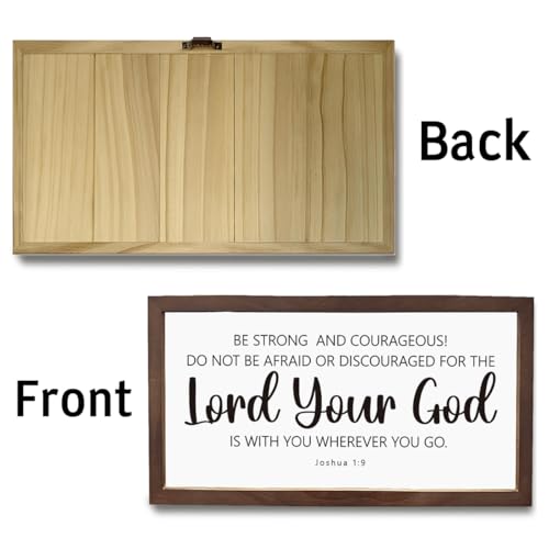 Christian Decor, Joshua 1:9 Be Strong and Courageous Sign, Scripture Wall Art, Wood Framed Sign, Inspirational Home Office Decor, Bible Verse Wall Art - color: JOSHUA 1:9