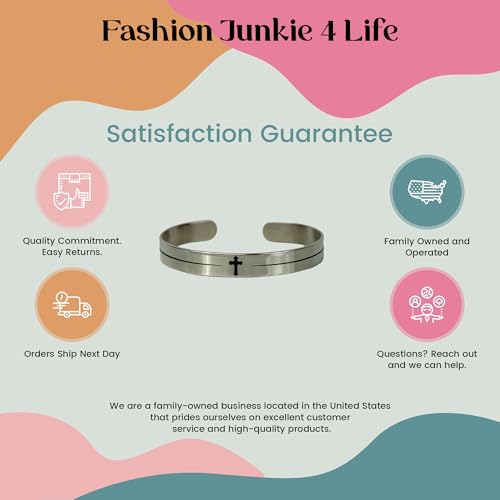 FashionJunkie4Life 925 Sterlin Silver and Stainless Steel Open Cuff Bracelet - color: Thin Cross