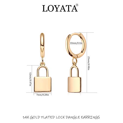 LOYATA Gold Huggie Hoop Earrings for Women Dangle Hoop Drop 14K Gold Plated Dainty Small Minimalist Cubic Zirconia Jewelry Gift… - style: Gold Lock