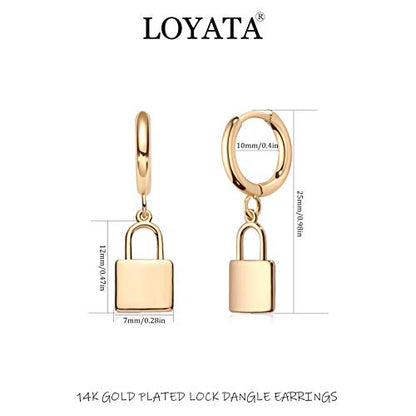 LOYATA Gold Huggie Hoop Earrings for Women Dangle Hoop Drop 14K Gold Plated Dainty Small Minimalist Cubic Zirconia Jewelry Gift… - style: Gold Lock