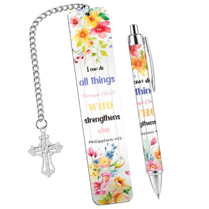 Bible Book Mark for Women, I Can Do All Things Metal Set with Pen - style: I Can Do All Things