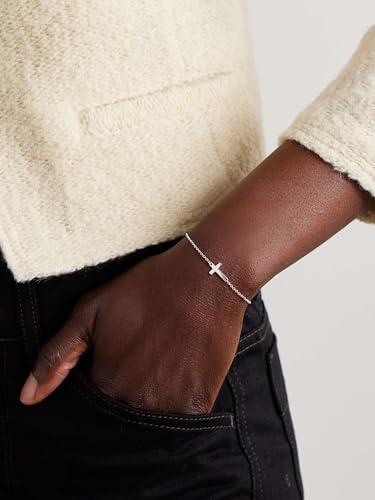 Moodear Cross Bracelet for Women, Dainty Sterling Silver/Gold Plated Gift - color: Sterling Silver Cross Bracelet