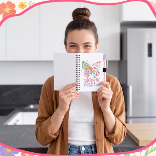 Resurhang 24 Sets Inspirational Spiral Notebook with Pens - style: Flower
