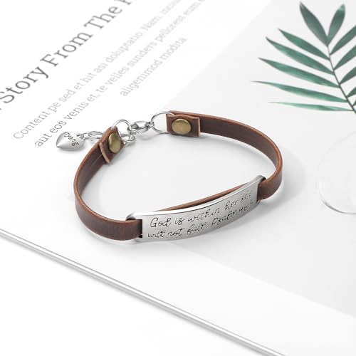 Yiyang Christian Gifts Leather Bracelet for Women Inspirational Faith Bible Verse Religious Jewelry Christmas Birthday Baptism Gift for Women - style: 0 God is within her, she will not fall Psalm 46:5