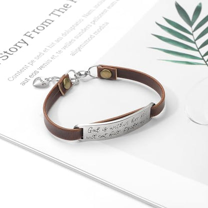 Yiyang Christian Gifts Leather Bracelet for Women Inspirational Faith Bible Verse Religious Jewelry Christmas Birthday Baptism Gift for Women - style: 0 God is within her, she will not fall Psalm 46:5
