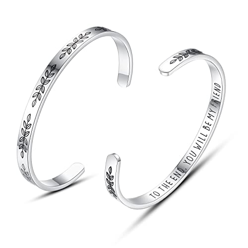 TONY & SANDY Cuff Bracelets for Women Teen Girls Best Friend Sister Mom Daughter Granddaughter Easter Birthday Mother's Day Christmas Stocking Stuffers for Teen Girls Women Jewelry - style: 0 - Friend Gifts - to the end, you will be my friend