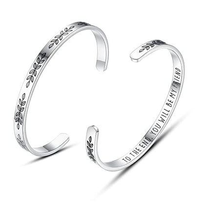TONY & SANDY Cuff Bracelets for Women Teen Girls Best Friend Sister Mom Daughter Granddaughter Easter Birthday Mother's Day Christmas Stocking Stuffers for Teen Girls Women Jewelry - style: 0 - Friend Gifts - to the end, you will be my friend