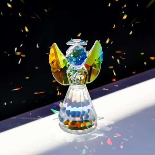 YWHL Iridescent Crystal Guardian Angel Figurine Angel Gifts for Women - color: Colorful