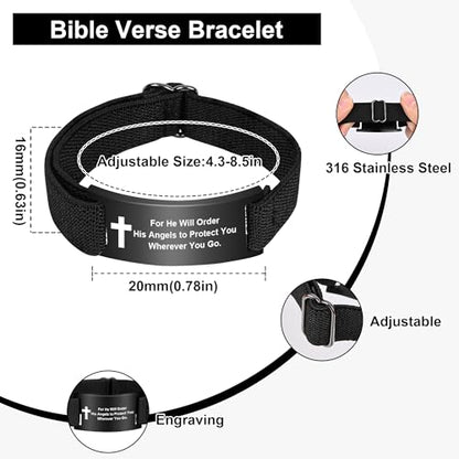 Bible Verse Cross Bracelet for Women Men, Christian WWJD Jesus is King Jewelry Gift Adjustable Bracelet - color: Rose Gold