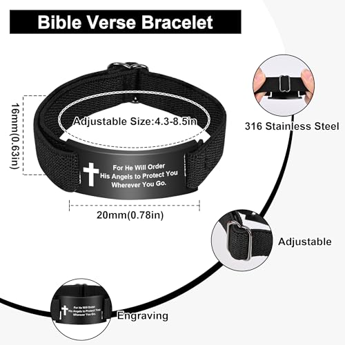 Bible Verse Cross Bracelet for Women Men, Christian WWJD Jesus is King Jewelry Gift Adjustable Bracelet - color: Blue