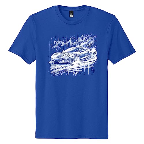 Ink Trendz C8 Matrix Next Generation Corvette Racing Graphic T-Shirt | Unisex Crew Neck | ZR1 Z06 Stingray T-Shirt - color: Royal Blue, size: Small