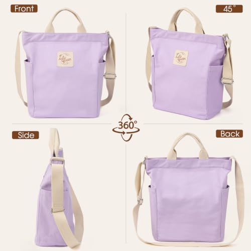 Lily queen Women Canvas Tote Handbags Casual Shoulder Work Bag Crossbody - color: Purple