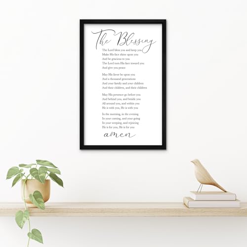 RLWangChao The Blessing Bible Verse Wall Art, 16"×11", Black - color: The Blessing (Black), size: 16"L x 11"W