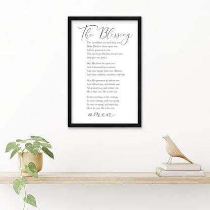 RLWangChao The Blessing Bible Verse Wall Art, 16"×11", Black - color: The Blessing (Black), size: 16"L x 11"W