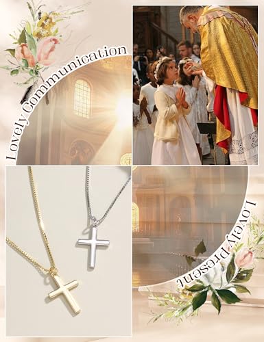 ORAZIO Cross Necklace for Women, Sterling Silver Cross Pendant - color: Silver Plated-Box -Large