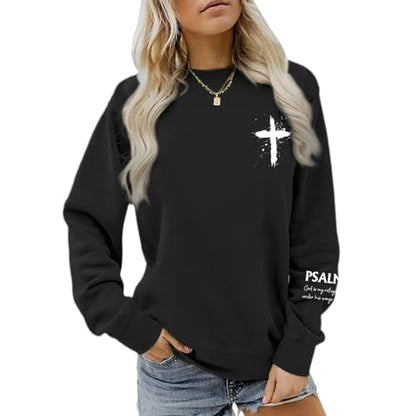 Women Christian Sweatshirt Psalms 91 Jesus Hoodie Religious Faith God Shirt Bible Verse Inspirational Pullover Tops - color: Black, size: X-Large