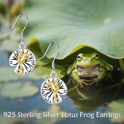Crab/Mushroom/Lobster/Bat/Angler Fish/Tiger/Elephant/Jellyfish/Flamingo/Scorpion Earrings Dangling Sterling Silver Created Blue Opal Earrings Jewelry Gifts for Women Girls… - style: frog