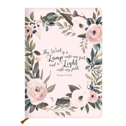 Pink Flowers Christian Hard Shell Journal Notebook 200 Sheets (5.8 x 8.3) - color: Multi 1151