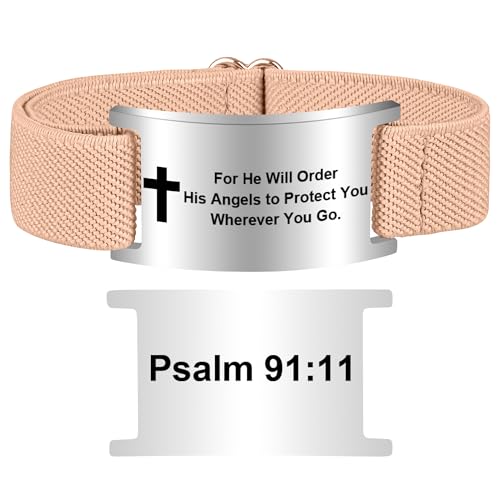 Bible Verse Cross Bracelet for Women Men, Christian WWJD Jesus is King Jewelry Gift Adjustable Bracelet - color: Rose Gold