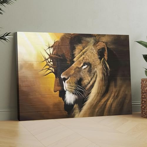 Fantasy Artists Framed Jesus Christ Canvas Wall Art The Lion of Judah Christian Painting Prints Biblical Wall Decor Religious Room Decor for Church Prayer Room Christian Schools Hospitals 16" x 24" - color: Jesus 5, size: 24"L x 16"W