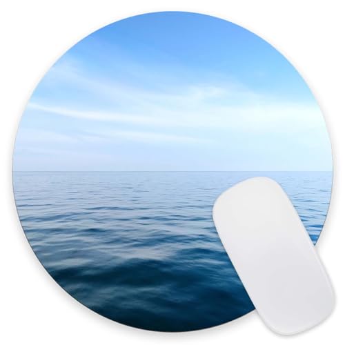 Round Mouse Pad Blue Ocean, Personalized Premium-Textured Custom Mouse Mat Design, Washable Mousepad Non-Slip Rubber Base Computer Mouse Pads for Wireless Mouse 7.9×7.9×0.12 inches - color: Blue Ocean