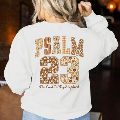 BeWithYou Christian Sweatshirts for Women Psalm 23 Sweatshirt Jesus Faith Long Sleeve Shirt Bible Verse Graphic Pullover Tops - color: White, size: Small