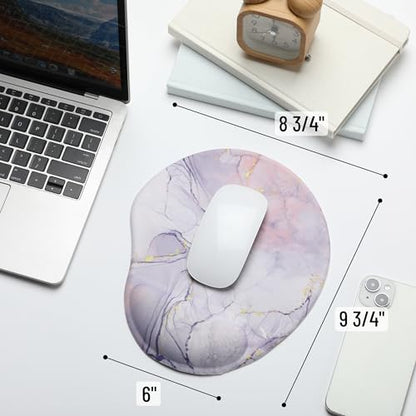 Mr. Pen- Ergonomic Mouse Pad with Wrist Rest, Pink Marble Luxe Design - color: Pink Marble Luxe