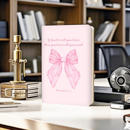 Pink Bow Bible Leather Lined Journal 200 Pages A5 Ruled Notebooks 05 - color: Multi 1568
