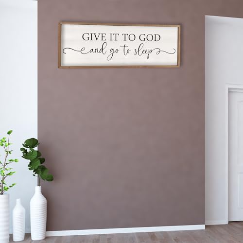 Surfapans Give It To God And Go To Sleep Sign, 40"x15", Wood - color: Give It To God And Go To Sleep（Wood), size: 40"L x 15"W