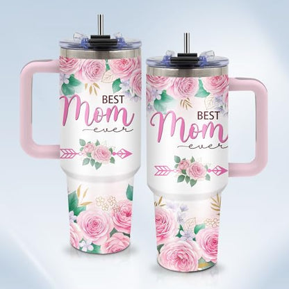 Christian Gifts for Women 40oz Tumbler - Insulated Travel Mug with Handle (Best Mom 2, 40 Ounces) - color: Best Mom 2