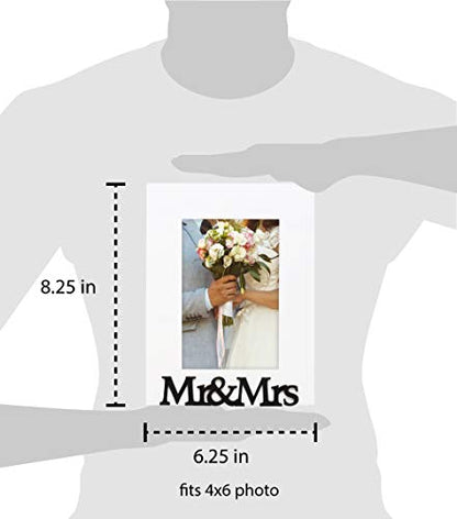 Isaac Jacobs 4x6 White Wood Sentiments Mr&Mrs Picture Frame - color: White, size: 4x6