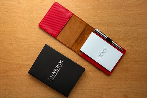 LaserGram Mini Padfolio with Notepad and Pen, Christian Cross, Personalized Engraving Included (Carbon Fiber Red) - color: Carbon Fiber Red
