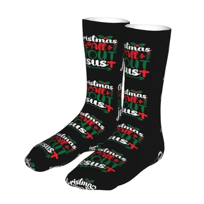 Happy New Year 2024 Unisex Sports Socks - Winter Casual Dress Fashion Socks - color: Jesus is the Reason for the Christmas Season2