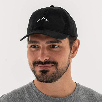 Outdoor Cap Mountain Embroidered Dad Hat Adjustable Soft Cotton Polo Style Unstructured Baseball Cap for Men & Women - color: Black