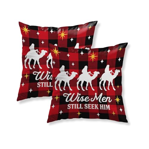 HOMETITUTE Set of 2 Christmas Wise Men Throw Pillow Covers 18x18 Inch - color: Christmas Throw Pillow Covers #06