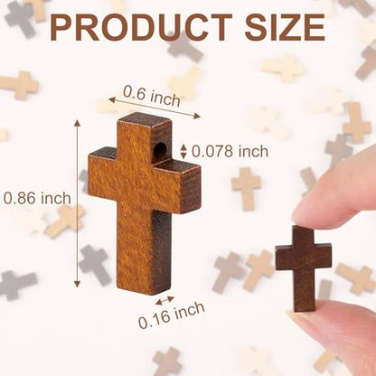 Phinus Small Wooden Crosses 70 PCS, 5 Colors Mini Crosses with Holes, Pocket Prayer Wooden Small Crosses for Easter Eggs Fillers, Keychains, Christian Gifts, Jewelry Making and DIY Crafts