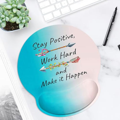 ITNRSIIET Ergonomic Mouse Pad with Wrist Support Wrist Rest Smooth Surface Non-Slip Rubber Base Comfortable Office Supplies Pain Relief, 9.8 x 9.1 inches, Inspirational Quotes - color: Inspirational Quotes