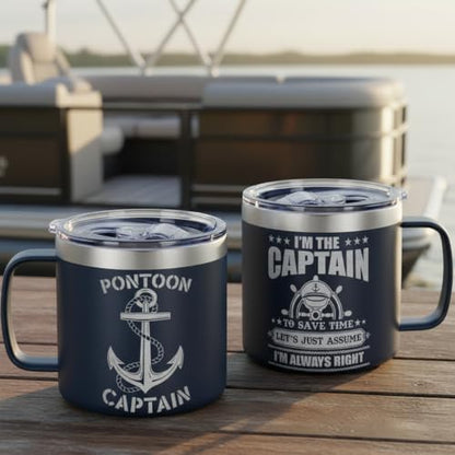 14 Oz Boating Tumbler – Captain & Boat Owner Gift, Nautical Accessories for Men, Pontoon Boater Gift, Funny Boat Lover Drinkware - color: Captain Always Right