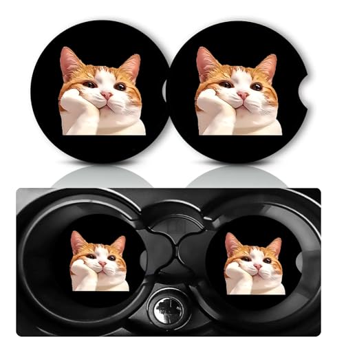 2Pack Cat Car Cup Holder Coaster Neoprene Car Coasters - color: Cat