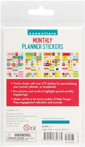 Essentials Month By Month Planner Stickers (Set of 475 Stickers)