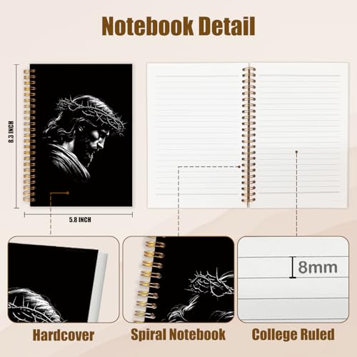 Crown of Thorns Jesus Christian Notebook, Jesus Journal, Religious Prayer Spiral Notebook Journal for Note Taking, Christian Faith Based Gifts for Women Men, 5.5x8.3 Inch - color: Jesus with crown of thorns
