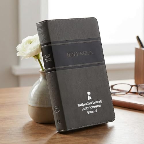 Personalized KJV Bible, Custom Name, School Name, Class of 2026 Design, King James Version, Red Letter, Deluxe Gift Edition, High School or Collage Graduate, Graduation Gift, Gray - color: Kjv Gray Deluxe, size: King James Version