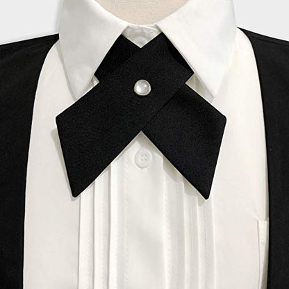 Adjustable Criss Cross Bow Tie School Uniform Pre Tied Bowtie Necktie Women Uniform Tie Cosplay Costume Accessory - color: 01, Black&dark Red&navy Blue