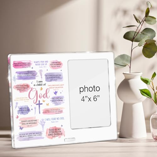 Baptism Gift for Girl Women, Christian Religious Baptism Gifts for Girl Granddaughter Goddaughter Birthday Christening Party, I Am a Child of God Acrylic Picture Frame 4 x 6 Inches Photo - color: Baptism- G