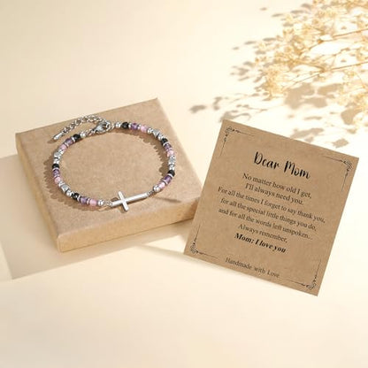 Adjustable Religious Gifts Cross Bracelet for Women Girl - style: Dear Mom
