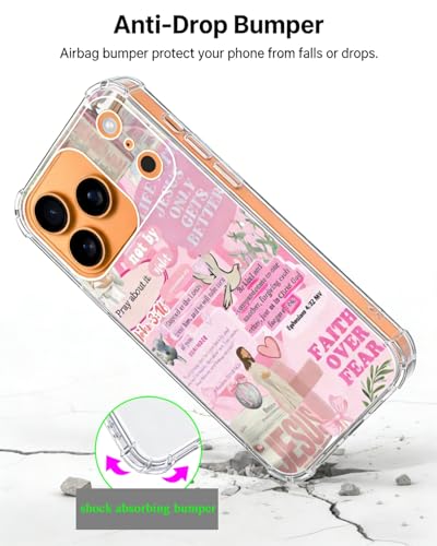 Pink Christian Bible Verses Phone Case Compatible with iPhone 17 Pro Max, Lord Lamb Phone Cover for iPhone 17 Pro Max - color: Pink Bible Verses