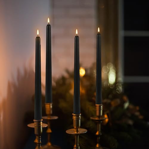 24Pack 10Inch Black Taper Candles for Halloween,Smokeless Dripless - color: Black, size: 24Pack
