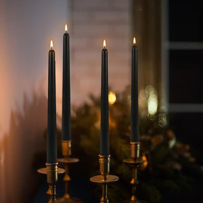 24Pack 10Inch Black Taper Candles for Halloween,Smokeless Dripless - color: Black, size: 24Pack